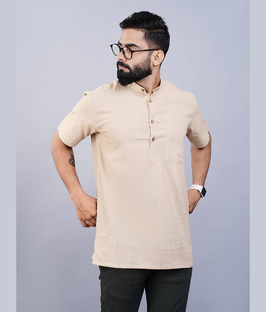 QuaClo - Beige Cotton Men's Regular Kurta ( Pack of 1 )