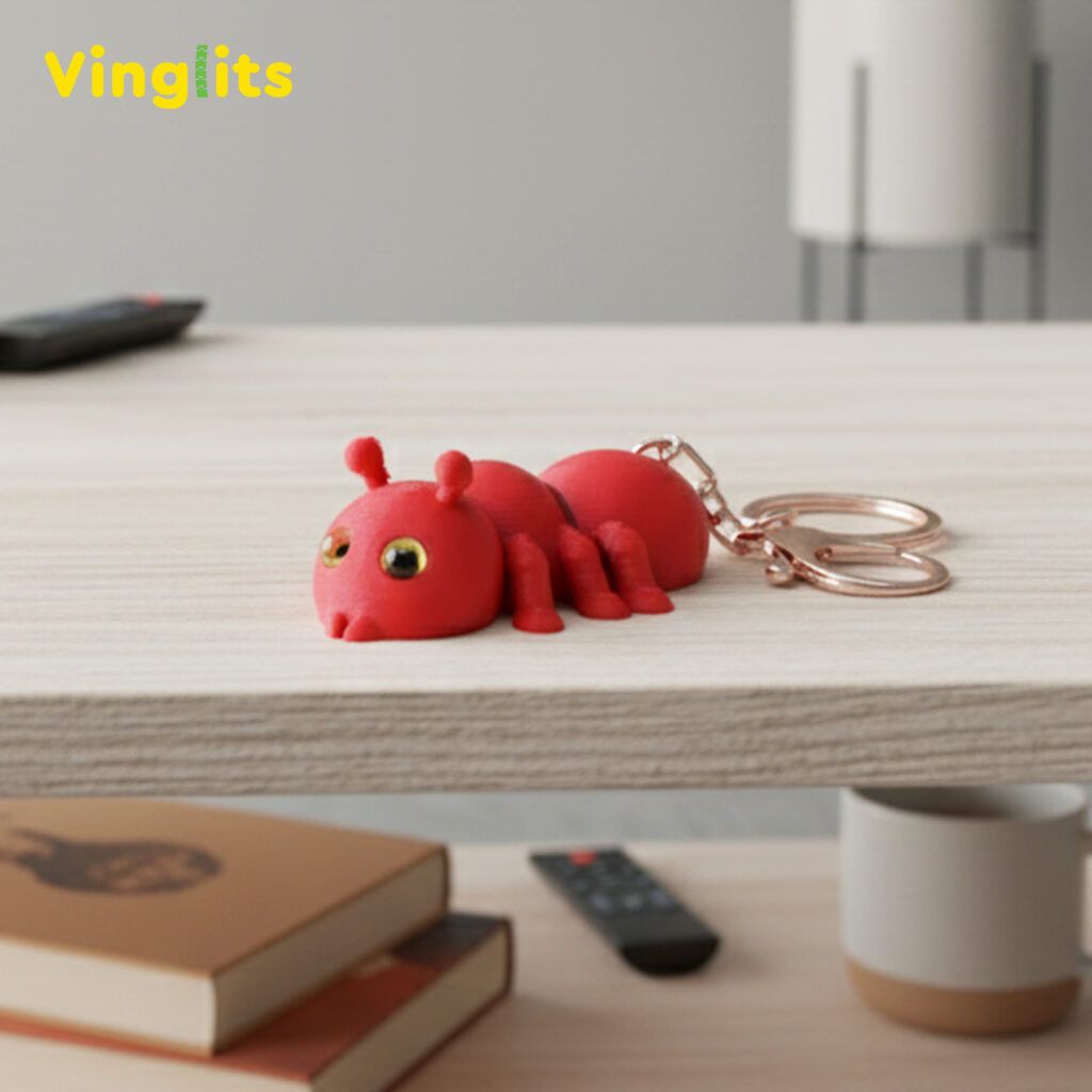 Vinglits Bugsy & Scaly 3D Printed Keychains – Articulated Animal Toys, Pocket-Friendly Keyrings, Stress Relief Desk Toys for Kids & Adults, Collectible Accessories (Ant - Pico, Medium)