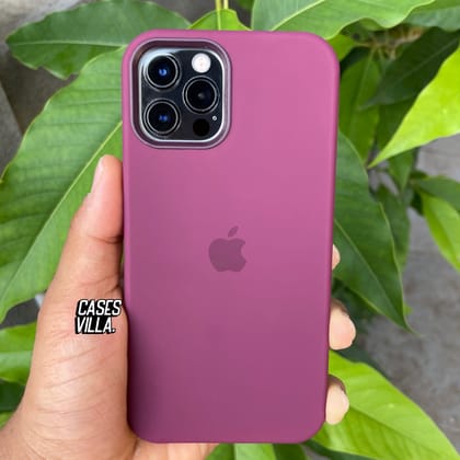 Premium Original Silicone Case with Camera Frame for iPhone 12 Series-iPhone 12 Pro Max / Plum