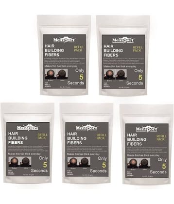 Mensport Hair Building Fiber Instant Fuller Hair Refill Pack (Black) 25 gm Pack of 5