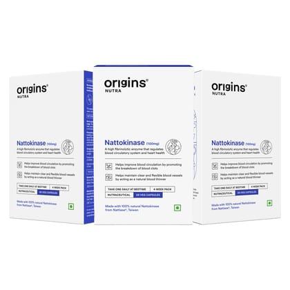Origins Nutra Nattokinase | Promote Heart Health, Natural Blood Thinner, Control High Blood Pressure | Nattokinase |GMP Certified | For Men & Women | 84 Capsules Pack of 3
