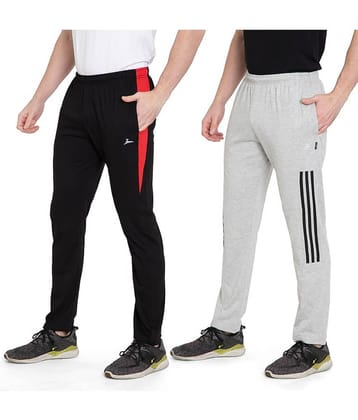 Zeffit Solid Men Black, Grey Track Pants (Pack Of 2 )