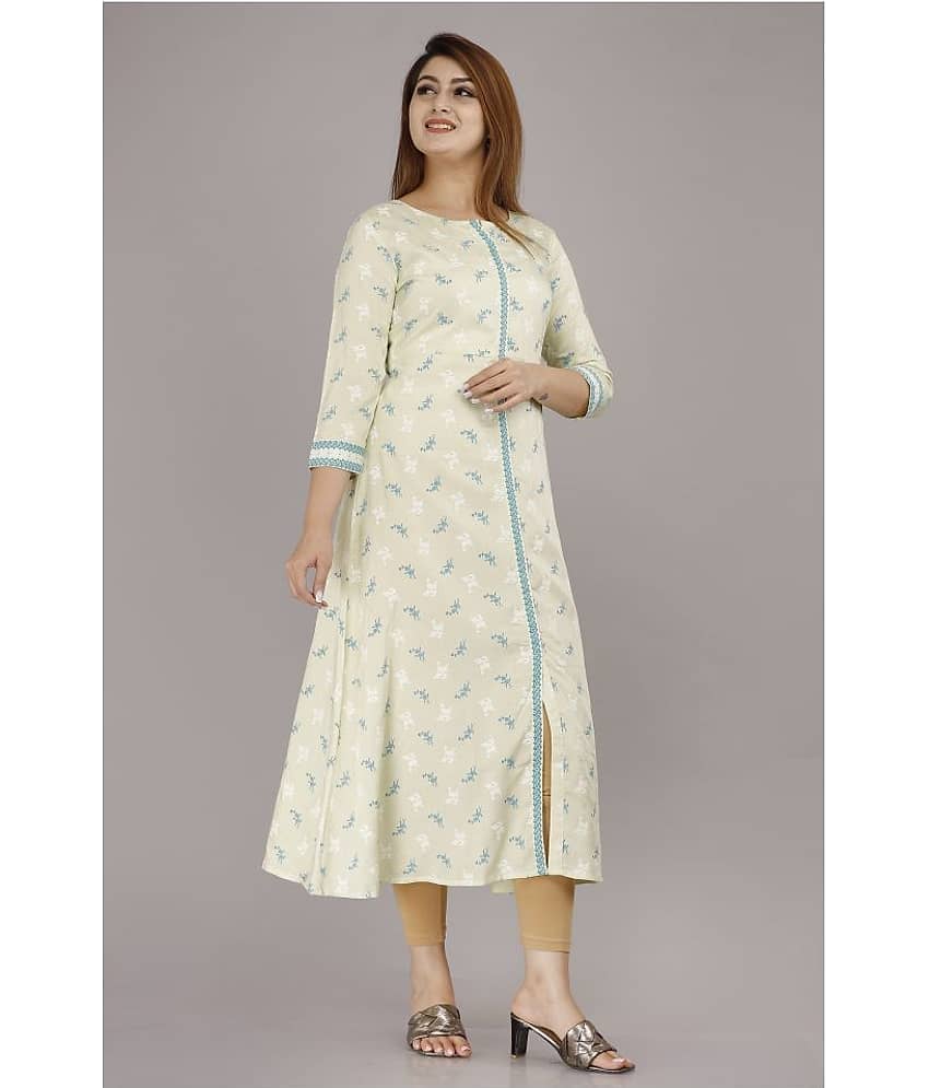 EXPORTHOUSE - Green Rayon Women's Front Slit Kurti ( Pack of 1 )