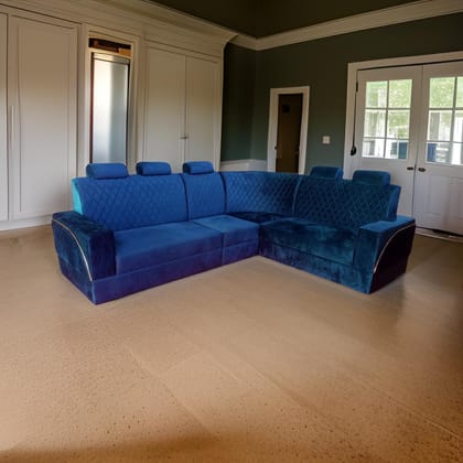Starlet Furniture Corner Sofa Set 6 Seatar Sectional Fabric Blue