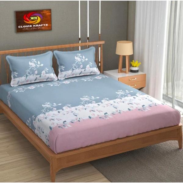 Homdazal Microfibre Abstract Queen Size (Light Blue & Light Pink)