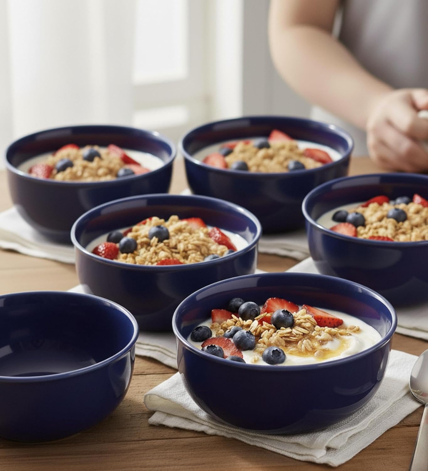 Table & Tale Fine Porcelain Bowl in Elegant Blue| Crafted in Sri Lanka | Scratch Resistant | Perfect for High-End Dining | Used for Soups, Salads, Snacks, Nuts | Microwave & Dishwasher Safe Set of 6