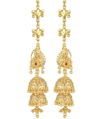 Vighnaharta Golden Ear Chain Earrings ( Pack of 1 ) - Golden