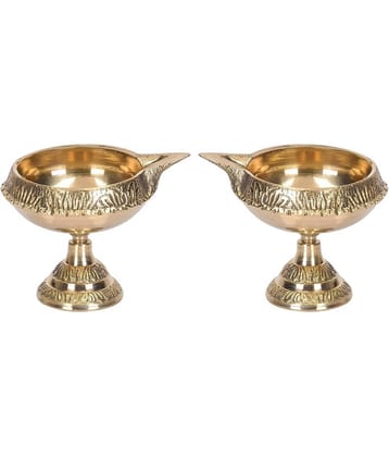 Art N Hub Brass Floor Diya - Pack of 2