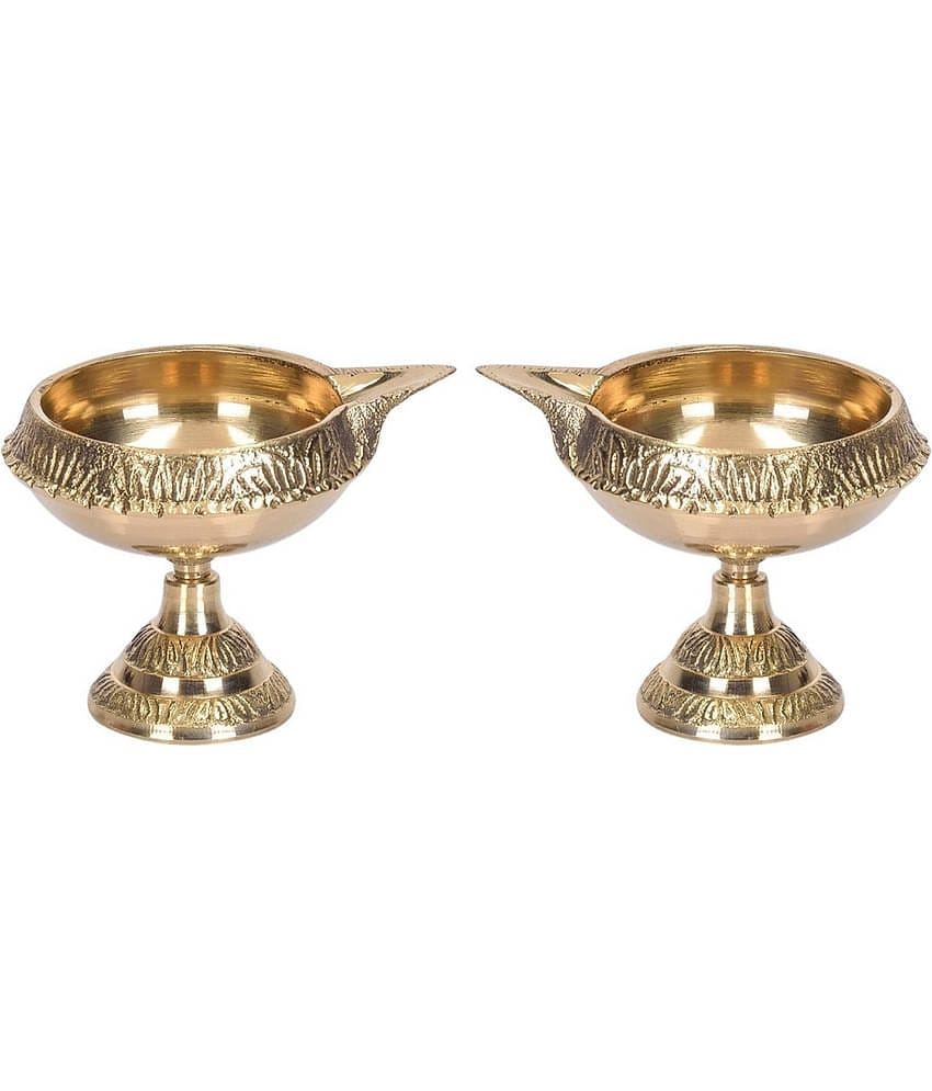 Art N Hub Brass Floor Diya - Pack of 2