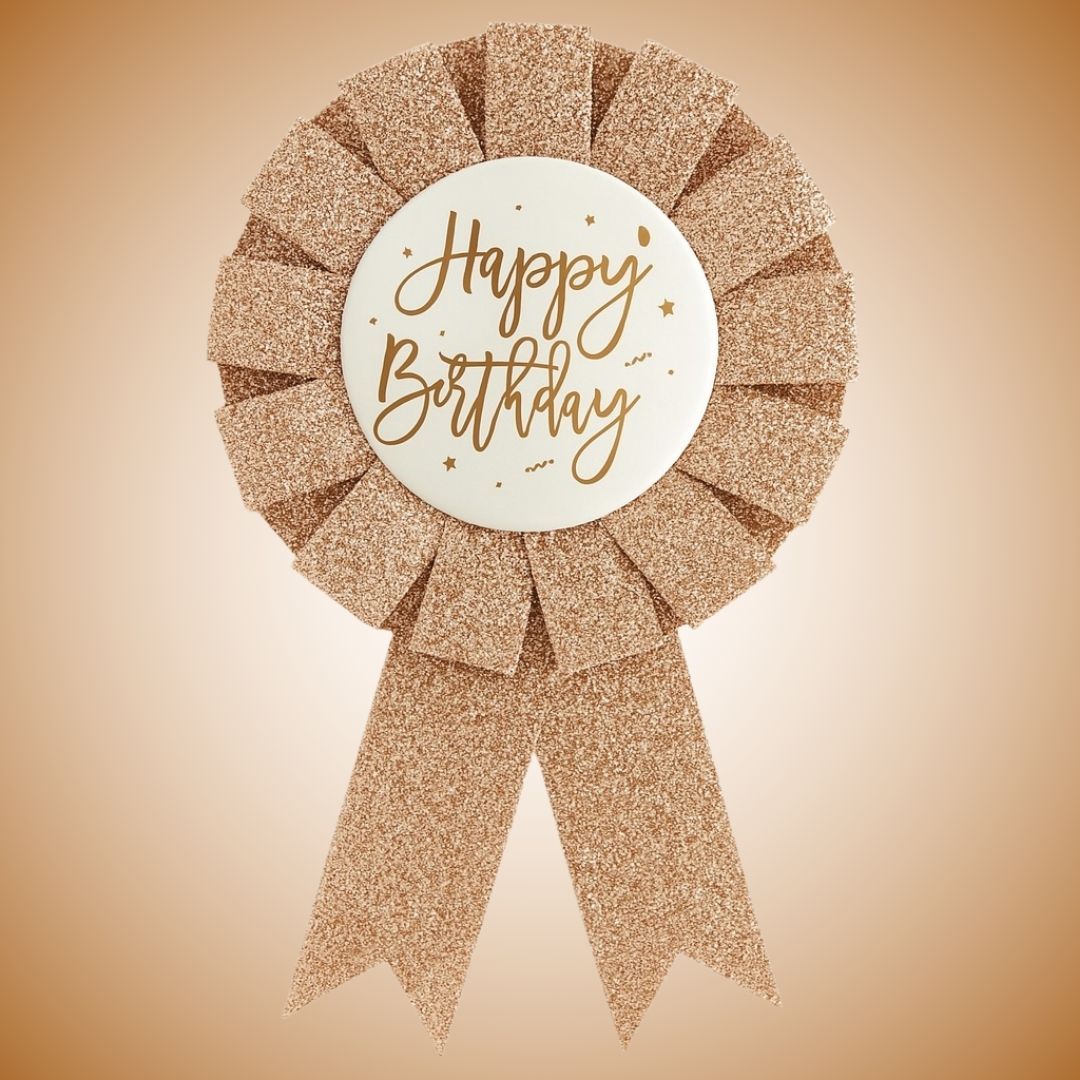 Happy Birtday Rose Gold Award Ribbon  - 1PC