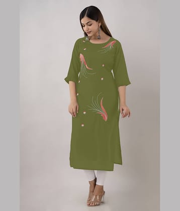 Kapadia - Green Rayon Women's Straight Kurti ( Pack of 1 )