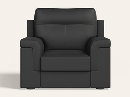 Greta 1 Seater Synthetic Leather Sofa (1-Year Warranty, Solid Wood, Nimbus Grey)