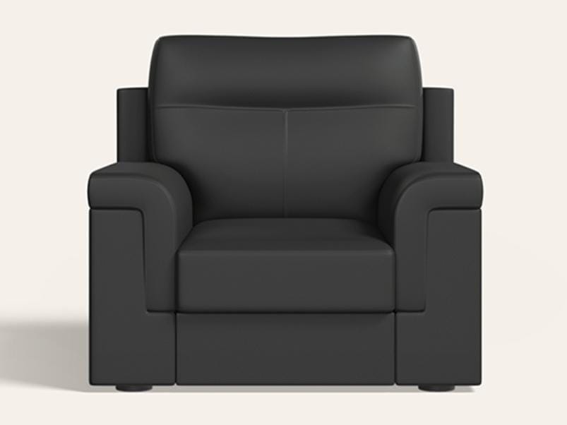 Greta 1 Seater Synthetic Leather Sofa (1-Year Warranty, Solid Wood, Nimbus Grey)