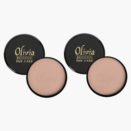 Olivia Pan Cake 100% Waterproof 25g x 2 | Full Coverage Makeup Base | Smudge-Proof & Sweat-Resistant | Long-Lasting Velvety Finish | Hides Blemishes | For All Skin Types | Pack of 2 | White - 20 Olivia Pan Cake 100% Waterproof 25g x 2 | Full Coverage Mak