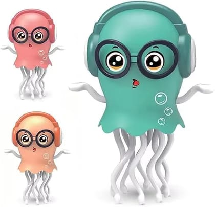 Dancing Jellyfish Toy with Music & LED Lights for Kids | 360 Rotating Bump-and-Go Interactive Toy with Obstacle Sensor | Battery Operated Light-Up Jelly Fish Toy for Boys & Girls (Random Color | Battery Not Included)