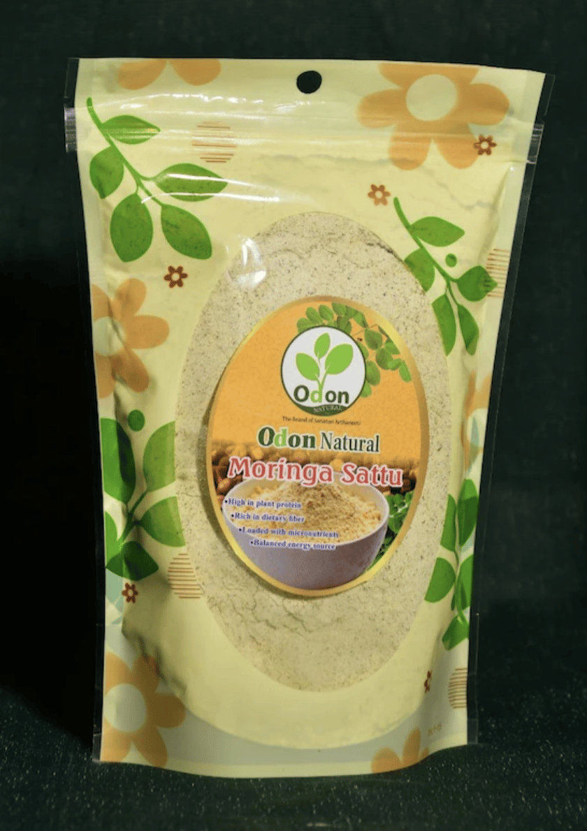 Odon Natural MORINGA SATTU Premix Powder | Ready-To-Drink Roasted Flour | Healthy Protein Sattu Drink | Quick Energy Booster | Vitamin and Fiber Rich Nutrition Drink-300g