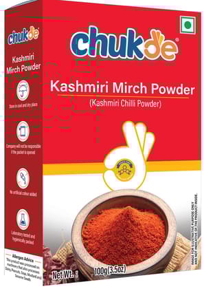 Chukde Kashmiri Mirch/chilli Powder - 100 Gm for Curry, Tandoori Dishes, Snacks, Rice, Pickles and Chutneys. No Artificial Color Added. Lab Tested and Hygienically Packed