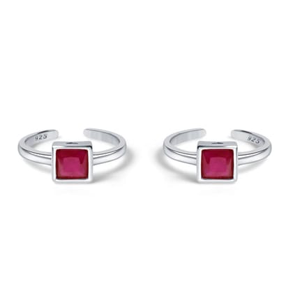 Kamya Sterling Silver Toe Ring for Women - Red