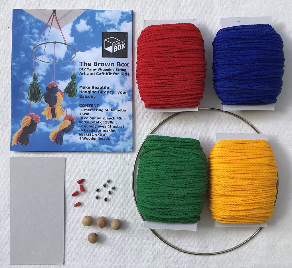 The Brown Box� Yarn Wrapping, String Art Craft Kit - Bird Themed DIY Hanging Mobile for Kids, Adults Ages 8, 9, 10, 11, 12, 13 Years Old and Up (Multicolour) - Toys and Games | Buy online on ZillyBuy