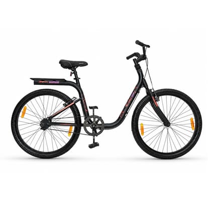 Steed Ashva Colt Plus 26" Belt Drive City Bike | Zero Maintenance Chainless Commuter Cycle with V-Brakes & 2.2 Gear Ratio (Black & Orange)