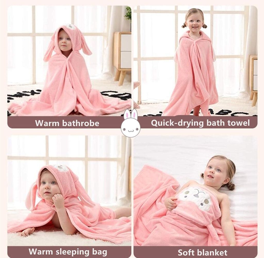Soft Hooded Towels for Kids, Cartoon Animal Bathrobe, Hooded Beach Towel, Quick Dry Bath Towel for Boys and Girls- 1pcs