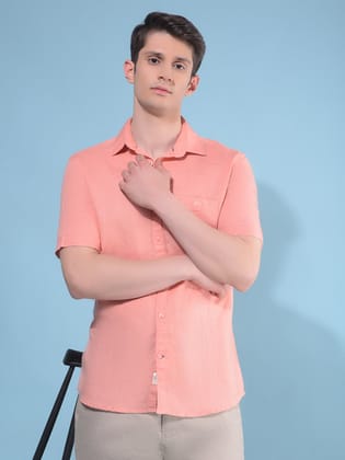 Peach Linen Shirt-L / Peach