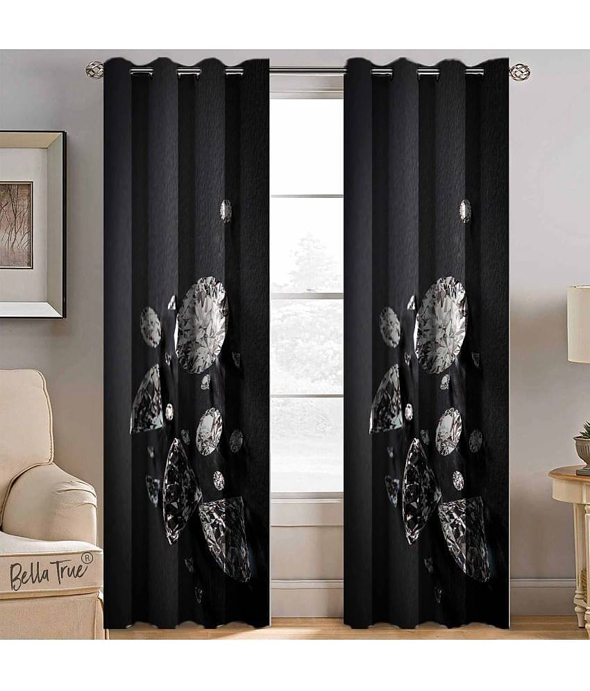 BELLA TRUE  Set of 2 Door SemiTransparent Eyelet Polyester Multi Color Curtains ( 213 x 113 cm )