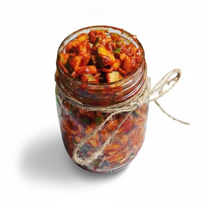 Homemade Spicy Mango Pickle - 150 gm - One glass jar