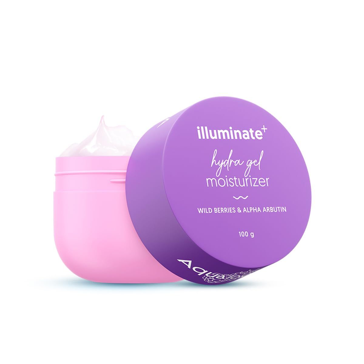 Aqualogica Illuminate + Hydra Gel Moisturizer with Wild Berries & Alpha Arbutin-100g|24 Hour Intense Hydration|Water-Like Gel Texture|Non-Sticky & Quick Absorbing for Luminous Skin Aqualogica Illuminate + Hydra Gel Moisturizer with Wild Berries & Alpha A