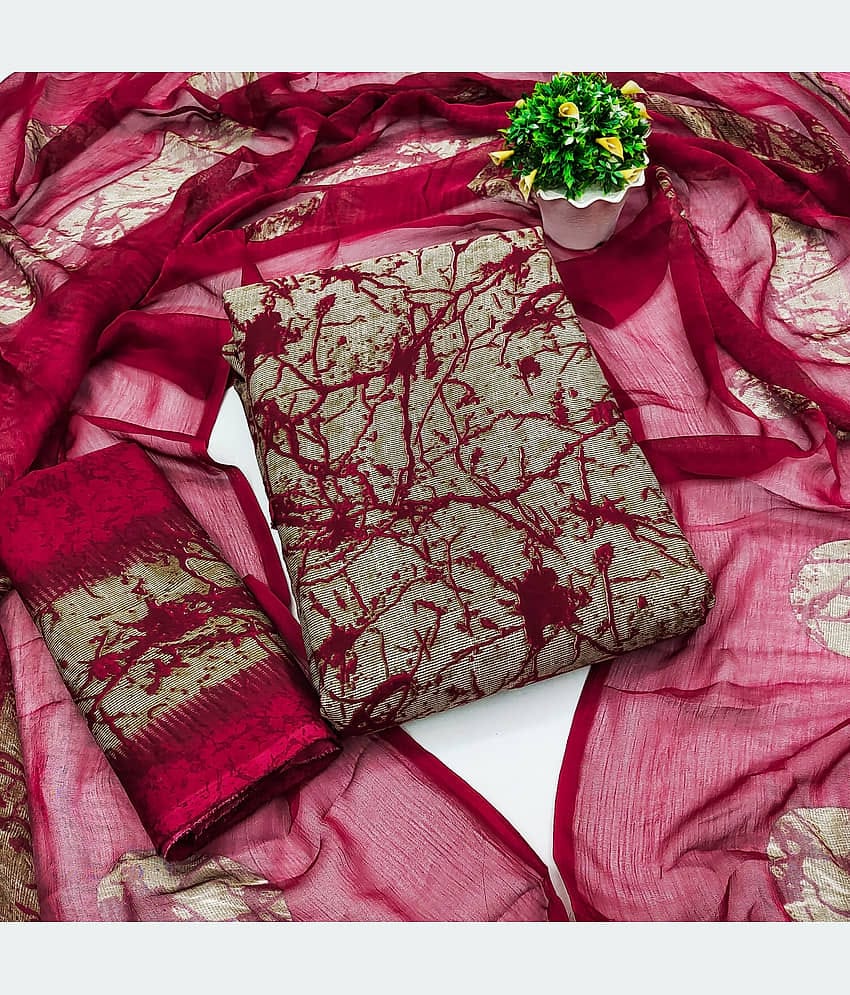 Anand Unstitched Crepe Printed Dress Material - Beige ( Pack of 1 )