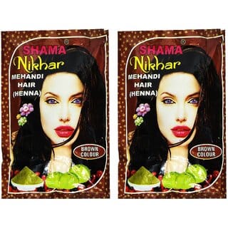 Shama Nikhar Henna Mehandi Brown Hair Colour - 45g (Pack Of 2)