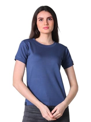 Women's Cotton Blended Solid Round Neck Half Sleeve T-Shirt (Blue, 2XL)-PID56325