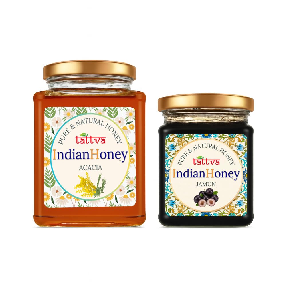 IndianHoney Rajasthan Acacia Honey & Diabetics-Friendly Jamun Honey Combo Pack (500gm & 230gm) Rajasthan Acacia & Jamun