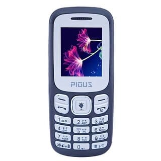 Pious P12 2G Dual SIM Keypad Phone - Compact 1.8 inch Display, Long-Lasting 1000mAh Battery (Blue)