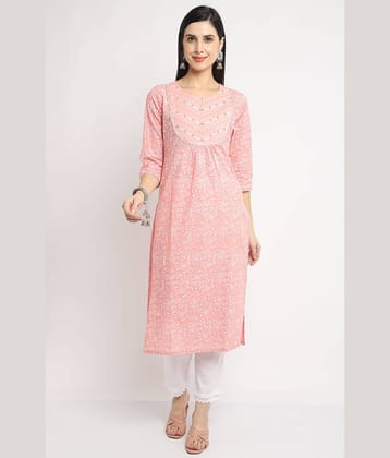 Rajnandini - Peach 100% Cotton Women's Straight Kurti ( Pack of 1 )
