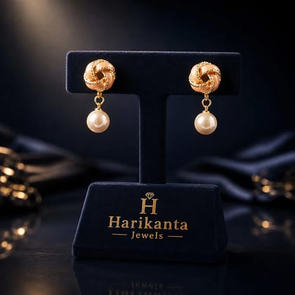 Elegant Knot Design Pearl Drop Stud Earrings Party Wear Festive Style for Women & Girls