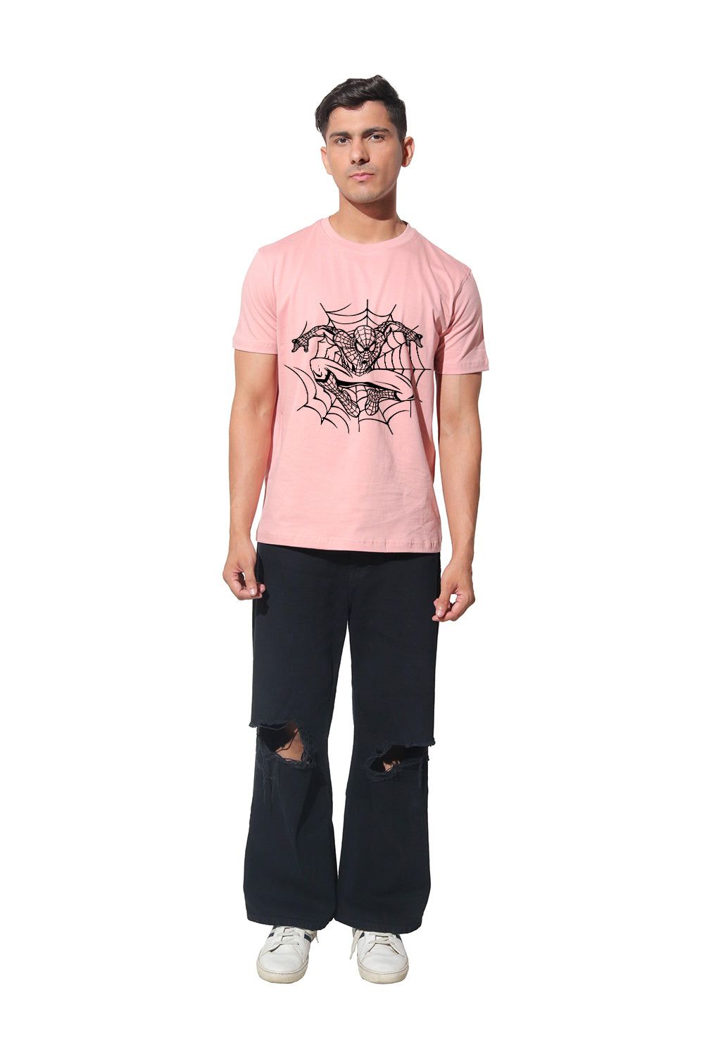 Kinnko Premium Cotton Mens Printed T-Shirt  Pink