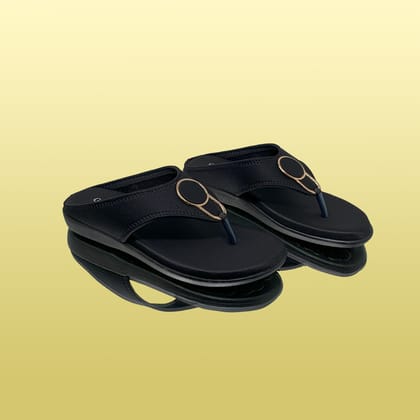 Black Slip-On Sandals-Black / 36