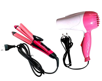 Small Travel Friendly1000W Foldable Hairdryer, 2 in1 Straightener and Curler Combo for Women  by Ruhi Import Store