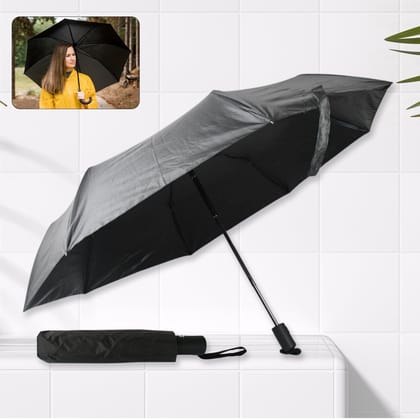 2 Fold Manual Umbrella – Wind, Sun & Rainproof with Steel Shaft & Wrist Strap_assorted colour