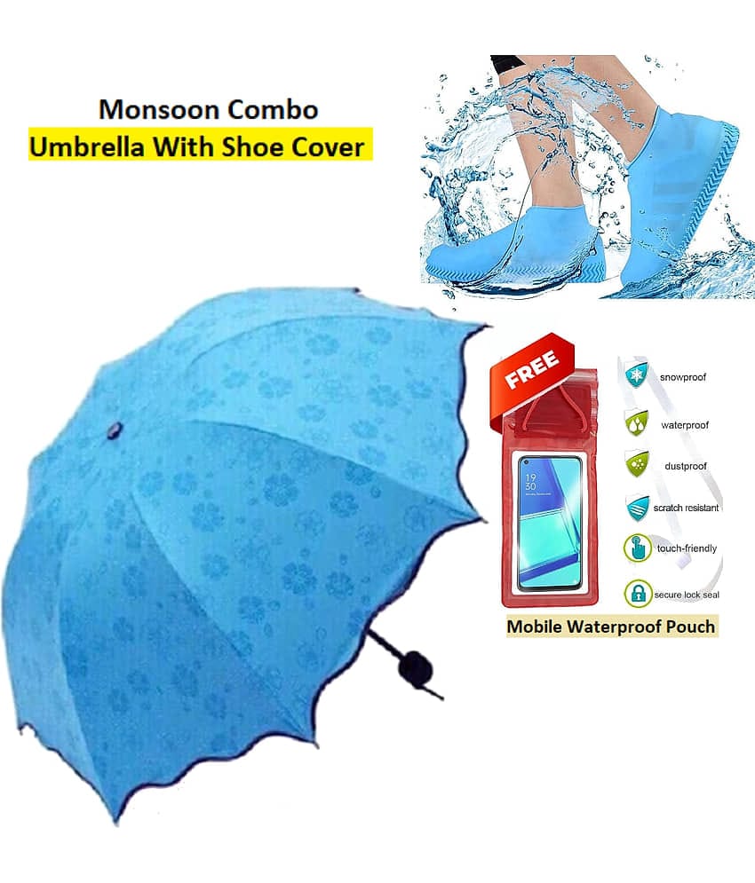 RAMDEV ENTERPRISE Blue 1 Fold Umbrella