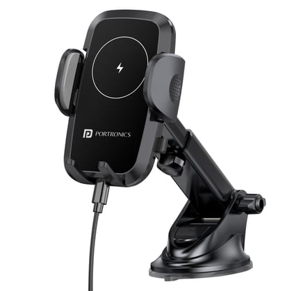 Portronics Charge Clamp 2 Mobile Mount, Type-C, 360 Rotation, Sturdy Build, LED Display