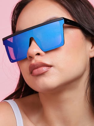 Tinted Lens Black Frame Oversized Sunglass-Sunglasses