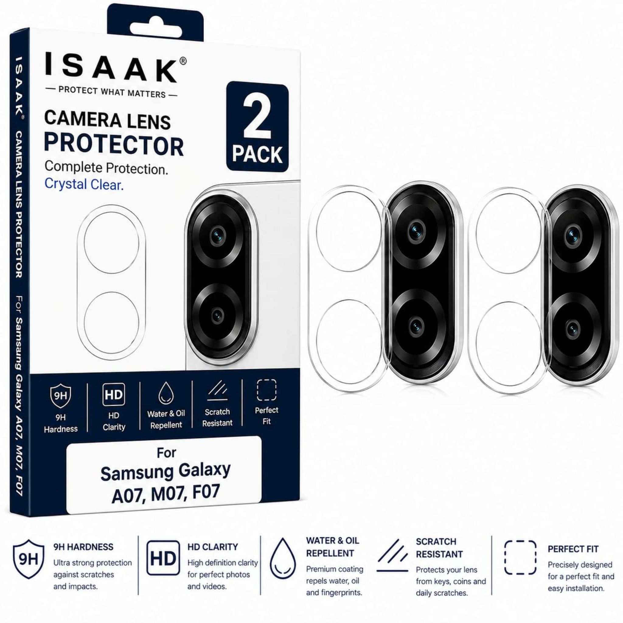 ISAAK Back Camera Lens Protector compatible for Samsung Galaxy A07/ Samsung Galaxy F07/ Samsung Galaxy M07 (Pack of 2)