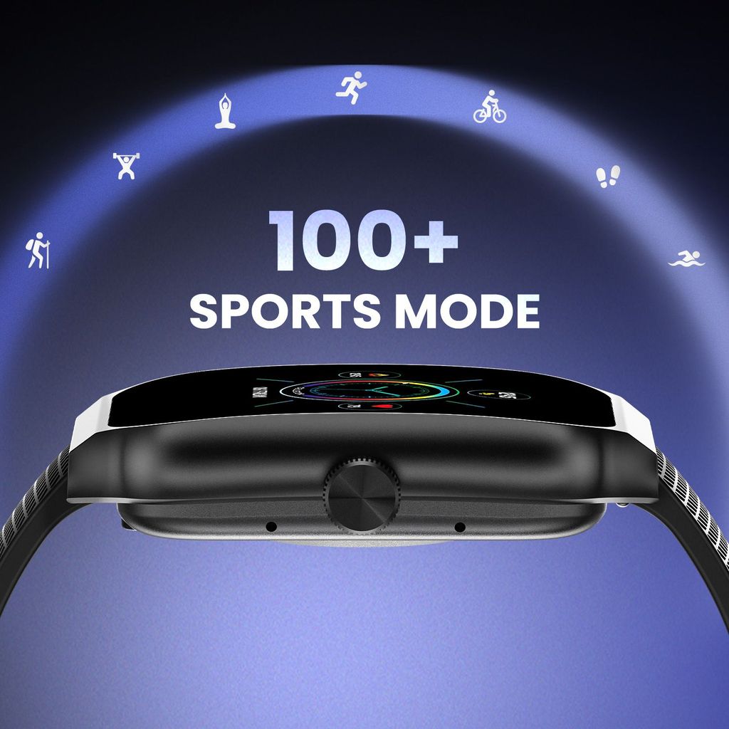 CELLECOR E3 Rise 2.01" HD Curved Display Smart Watch, Bluetooth Calling, 100+ Watch Faces, 100+ Sports Modes, Health Suite, Voice Assistance (Black)