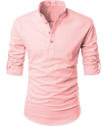 Vida Loca - Pink Linen Regular Fit Men's Casual Shirt (Pack of 1)