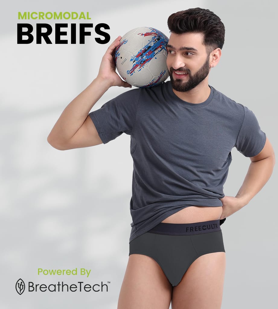 FREECULTR Men's Underwear Anti Bacterial Micromodal Airsoft Brief - Non Itch No Chaffing Sweat Proof Pack of 1-Ash Grey