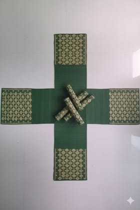 Sandhya Mat Unit Heritage Madurkathi Handwoven Table Mat And Runner Set Sandhya Mat Unit Heritage Madurkathi Handwoven Table Mat And Runner Set