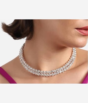 Rhosyn Silver Brass Necklace ( Pack of 2 )