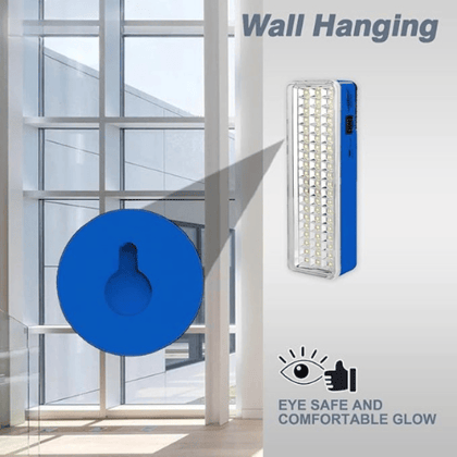 SPARKWORLD Portable Rechargeable Emergency LED Light Lamp 56-LED Panel & COB Torch | Dual-Mode Backup Light (Blue)